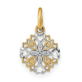 14K w/Rhodium Cut-Out Heart Edge Flower Charm