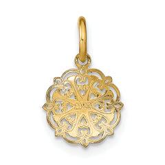 14K w/Rhodium Filigree Hearts Charm