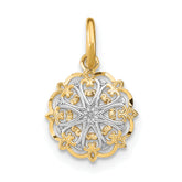 14K w/Rhodium Filigree Hearts Charm