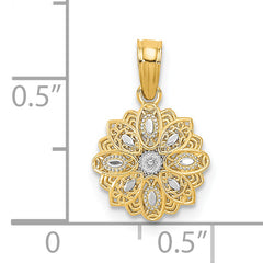 14K w/Rhodium and D/C Mini Filigree Flower Charm