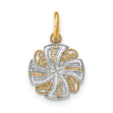 14K w/Rhodium and D/C Mini Pinwheel Medallion Charm