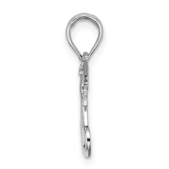 14K White Gold MOM w/ 2 Angels Holding Heart Charm