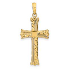 14K Textured w/Square Center Cross Pendant