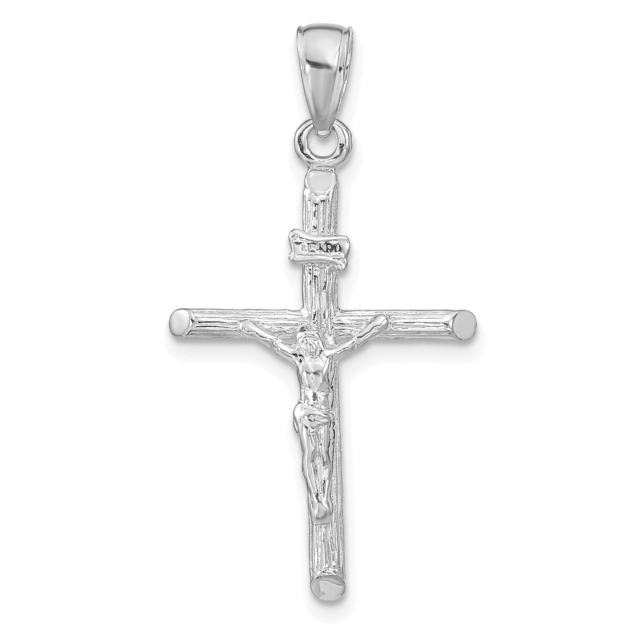 14k White Gold Crucifix Pendant