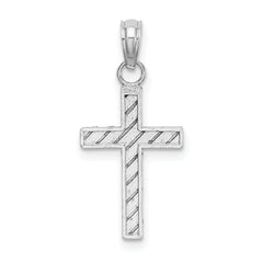 14k White Gold D/C Cross Pendant