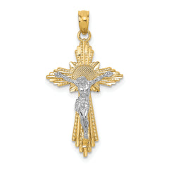14K Two-tone D/C Crucifix Pendant
