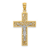 14k Two-tone Crucifix Pendant