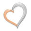 14K Two-tone Polished/Satin Heart Chain Slide