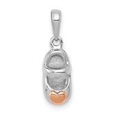 14k Two-tone White and Rose Gold Baby Shoe Charm