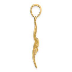 14K Polished and Cut-Out Textured Accent Stingray Charm
