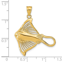 14K Polished and Cut-Out Textured Accent Stingray Charm