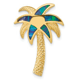 14k Lab Created Opal Palm Tree Slide