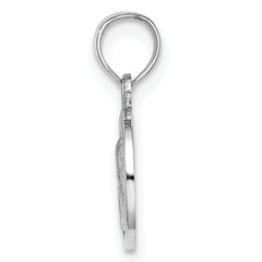 14k White Gold 10mm Engraved Angel Coin Charm