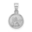 14k White Gold 10mm Engraved Angel Coin Charm