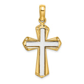 14K Two-tone Polished Cross Charm