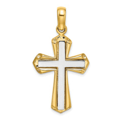14K Two-tone Polished Cross Charm