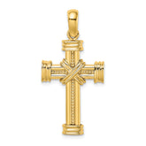 14k Polished w/ X In Center of Cross Charm