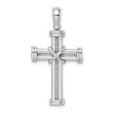14k White Gold w/ X In Center Of Cross Charm