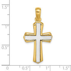 14K Two-tone Polished Cross Charm