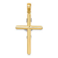 14K Two-tone Polished Crucifix Charm