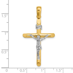14K Two-tone Polished Crucifix Charm