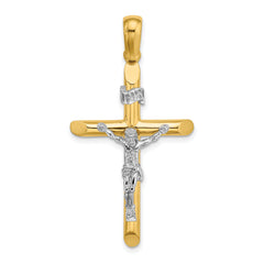 14K Two-tone Polished Crucifix Charm