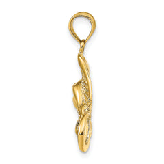 14K Polished and Textured Accent Stingray Charm