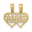 14K Polished 2 Piece Break Apart BEST FRIENDS Hearts Pendant