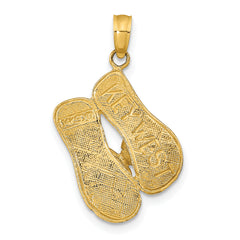 14K 3D KEY WEST Reversible Flip Flops Pendant