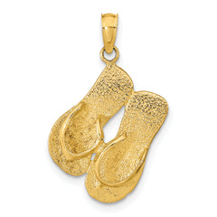 14K 3D KEY WEST Reversible Flip Flops Pendant