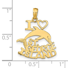 14K I HEART ST. GEORGE ISLAND w/Dolphin Pendant