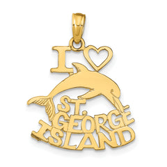 14K I HEART ST. GEORGE ISLAND w/Dolphin Pendant