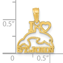 14K I HEART ST. JOHN w/Dolphin Pendant