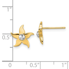 14k w/Rhodium Starfish Post Earrings
