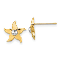14k w/Rhodium Starfish Post Earrings