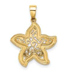14k with White Rhodium Starfish Pendant