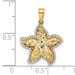 14k with White Rhodium Starfish Pendant