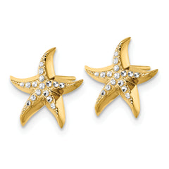 14k w/Rhodium Starfish Post Earrings