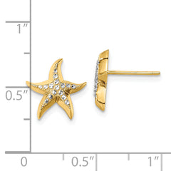 14k w/Rhodium Starfish Post Earrings