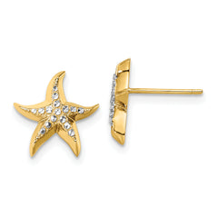 14k w/Rhodium Starfish Post Earrings