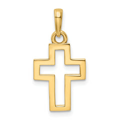 14K w/Rhodium D/C Cross Pendant