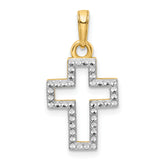 14K w/Rhodium D/C Cross Pendant