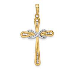 14K w/Rhodium D/C Cross & Infinity Pendant