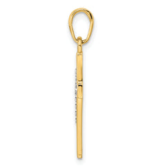 14K w/Rhodium D/C Cross Pendant