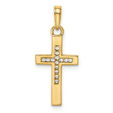 14K w/Rhodium D/C Cross Pendant