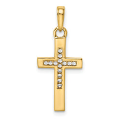 14K w/Rhodium D/C Cross Pendant