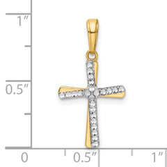14K w/Rhodium D/C Cross Pendant
