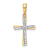 14K w/Rhodium D/C Cross Pendant