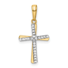 14K w/Rhodium D/C Cross Pendant