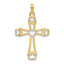 Cross with Hearts Pendant in 14K Two-Tone Gold, 36mm Diamond-Cut - Sophia Jewelers